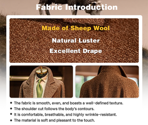 Cappotto da Uomo in 100% Lana Marrone con Texture Mista, Doppiopetto con Cintura, Tessuto di Lana Grezza Spazzolata, Stile Retrò da Gentiluomo - Product Image 6