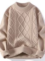 Nouveau pull en tricot pour homme, style rétro, fleurs torsadées brodées, pull d'hiver, automne, taille jeune, col anti-rétrécissement, tissage à rayures