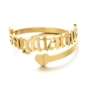 Anillo Retro Simple con Letra Inglesa para <span class=keywords><strong>Mujer</strong></span>, Nuevo Anillo de Acero Inoxidable que No se Destiñe, Estilo Europeo Americano de 18K, Anillos de Moda para <span class=keywords><strong>Hombre</strong></span> - Product Image 2