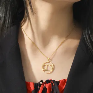 Collar con Colgante de Geometría de la Espiral de <span class=keywords><strong>Fibonacci</strong></span>, Círculo, Triángulo, Proporción Áurea, Acero Inoxidable, Gargantilla para Mujer, Joyería - Product Image 2