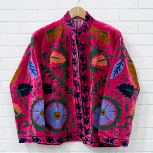 Uzbek Outerwear Hand Embroidered Eco-Friendly Suzani Velvet Handmade Velvet Suzani Women's Luxury Coat Winter <b>Boho</b> for Party We - Product Image 1
