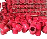 Raccords de tuyauterie incendie en fonte ductile de haute qualité, homologués FM UL, rouges, rainurés, pour projets de lutte contre l'incendie (croix/coudes/tés/embouts)