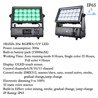 Projecteurs de Scène Étanche 18x20W RGBWA UV 6-en-1 Alimentés par Batterie pour DJ, Mariages et Événements