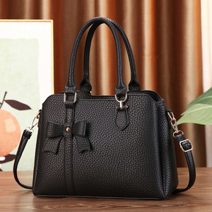 Sac bandoulière An Ru Shi à nœud papillon motif litchi noir grande taille pour tous les jours Printemps 2026 Doublure en polyester - Product Image 1