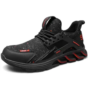 Scarpe da lavoro di marca alla moda nere antiscivolo impermeabili in acciaio leggero per gli uomini scarpe di sicurezza zapatos punta de acero