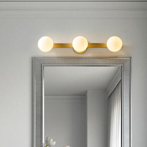 Lámpara de Pared <span class=keywords><strong>LED</strong></span> Moderna Simple Magic Bean, Totalmente de Cobre, Dorada, con Control de Botones, para Sala de Estar, Dormitorio, Baño, <span class=keywords><strong>Espejo</strong></span> Frontal - Product Image 2