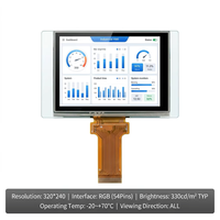 Modul LCD TFT IPS 3,5 inci 320*240 RGB 54-Pin 4-Kawat Layar RTP untuk Pengontrol HMI Industri