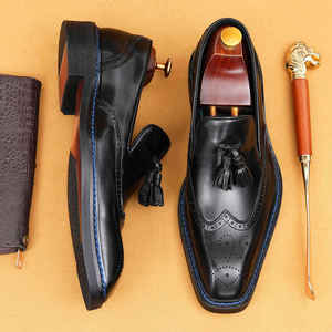 Chaussures en cuir respirantes et élégantes pour hommes, chaussures plates décontractées et habillées pour affaires, chaussures d'extérieur rehaussantes grandes tailles pour hommes - Product Image 5