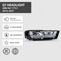 Ensemble de phares LED OEM 4M0941773 12V avec boîtier noir et lentille transparente pour Audi Q7 4M 2017 2018 2019