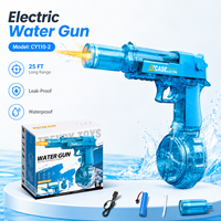 EU-Lagerbestand Elektrische Wasserpistole 25FT Reichweite Automatischer Dauerfeuer-Modus Transparenter Trommel-Blaster für Kinder Outdoor-Spaß