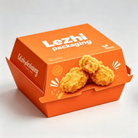 Boîte à hamburger personnalisée en papier kraft écologique Lezhi, boîte à emporter pour poulet frit, frites à emporter, emballage pour restauration rapide