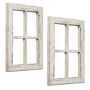 Antico rustico in <span class=keywords><strong>legno</strong></span> sbiancato cornice <span class=keywords><strong>per</strong></span> finestra decorativa in <span class=keywords><strong>legno</strong></span> Vintage <span class=keywords><strong>per</strong></span> la decorazione della parete del soggiorno - Product Image 2