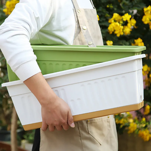 Jardinières de balcon de haute qualité avec plateaux, grands pots carrés <span class=keywords><strong>en</strong></span> plastique pour <span class=keywords><strong>fleurs</strong></span> et légumes d'extérieur - Product Image 4