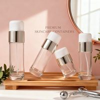 Ensemble de flacons en verre transparent vides de 30g 50g 50ml 100ml 120nl 150ml pour les soins de la peau, l'essence, la lotion, le spray, l'emballage cosmétique, logo imprimable