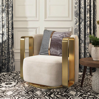 Fauteuil d'appoint pivotant de luxe à une seule place, design en tissu de haute qualité pour salle à manger, hall d'hôtel, salon moderne