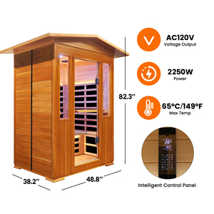 Sauna Tradicional de Infrarrojos Lejanos para 2 Personas, con Control Digital, de Madera Sólida de Cedro Rojo y Hemlock, para Jardín o Patio - Product Image 2