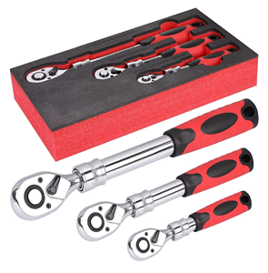 Peaktop 1/4 3/8 1/2 Inch Extendable <b>Socket</b> Wrench Set, 72 Tooth Quick-Release <b>Ratchet</b> Wrenches - Product Image 1