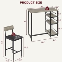 Ensemble de table à manger minimaliste au design personnalisé, gain de place, table à manger en bois pour la cuisine avec chaises et étagère de rangement