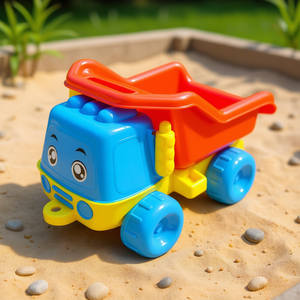 Camion benne de dessin animé pour enfants 1001, véhicule de construction en plastique pour sable et jeux en extérieur, emballé en filet - Product Image 2