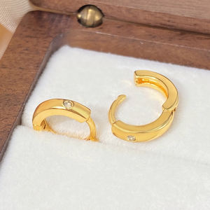 ต่างหูห่วงทองเหลืองประดับเพชรซิคอน ZC ทันสมัยสำหรับผู้หญิง งานปาร์ตี้ งานแต่งงาน ของขวัญ ชุบทอง 18K - Product Image 4