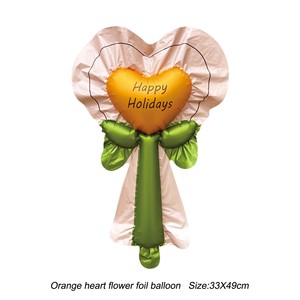 Happy Holidays Love Flores grandes con flores Ramo de globos de papel de aluminio para decoración de fiestas - Product Image 2