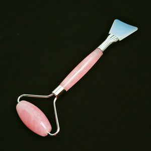 Vendita calda rullo di <span class=keywords><strong>giada</strong></span> viso naturale quarzo <span class=keywords><strong>rosa</strong></span> pietra di cristallo pennello - Product Image 1
