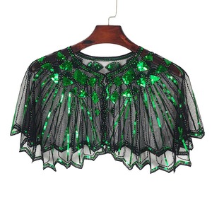 Chal Vintage a Rayas para Mujer, Estilo Años 20, con Cuentas y Lentejuelas Decorativas, Capa de Noche, <span class=keywords><strong>Bolero</strong></span>, Estilo Flapper, Malla, Poliéster Ligero - Product Image 4