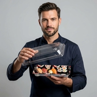 Barquette à sushi avec couvercle transparent 220x90mm en PET de qualité alimentaire, boîte d'emballage en plastique épaissi pour la restauration à emporter