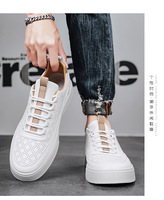 Chaussures de skate décontractées pour hommes et jeunes, plateforme plate, légères, respirantes, en toile, rehaussantes, résistantes aux chocs, blanches, pour étudiants, vente en gros