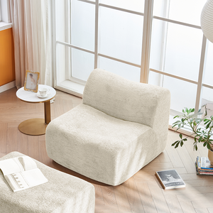 Comfortable Convertible <b>Single</b> Foam Compression Sofa Chair with Footrest + Pillow-Space-Saving Apartment & Hotel Use Fabric Set - Product Image 1