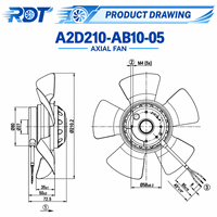 Ventilateur axial AC A2D210-AB10-05 400V triphasé 130W 3050 tr/min 210mm à pales métalliques pour refroidissement d'armoire d'onduleur – Pièce de rechange