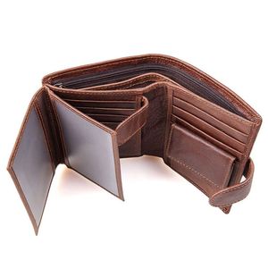 Portefeuille en cuir véritable pour homme, porte-cartes de visite, sac à monnaie, porte-monnaie à fermeture éclair, anti-vol RFID, pour homme, tendance 2024 - Product Image 4