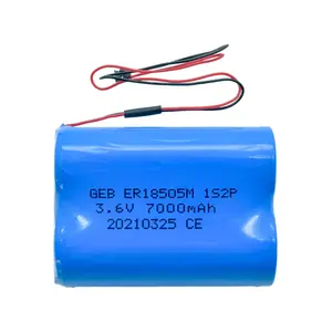 GEB ER18505M 1S2P 3.6V 7Ah Paket Baterai Lithium Tipe Daya Tinggi 7000mAh ER18505 Baterai Li-SoCl2 Non-rechargeable Laris Manis - Product Image 4