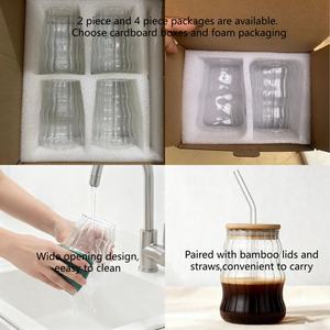 Vente en gros de gobelets à eau en verre vertical de haute qualité, style Ins, 500 ml, en borosilicate, avec couvercle en bambou et paille - Product Image 3