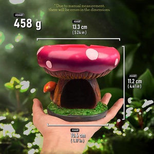 Cenicero con función de almacenamiento, en forma de hongo, set para fumar, simulación de orificio de árbol, musgo, accesorios de decoración de escritorio, resina - Product Image 4