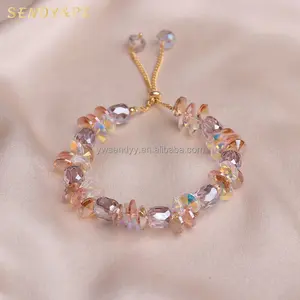 New Style Korean Fashion Shiny Crystal Bracelet Charms Elegant Women Plated Gold Bracelets Jewelry Wholesale