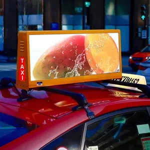 Layar led atas taksi 960Mm X 320M display LED atas taksi iklan komersial Panel layar LED atap mobil dua sisi pabrik OEM