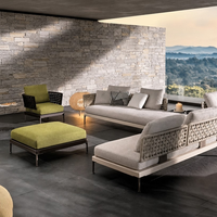 Ensemble de canapés en rotin tressé imperméable haut de gamme pour cour, balcon, patio, villa, hôtel