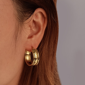 Pendientes de aro vintage Resoul PVD dorados, joyería impermeable, aretes que no se deslustran, accesorios de moda para mujer. - Product Image 2