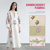 Tissu pour vêtements féminins en rayonne 100% avec impression numérique et broderie, tissu brodé pour la confection de robes