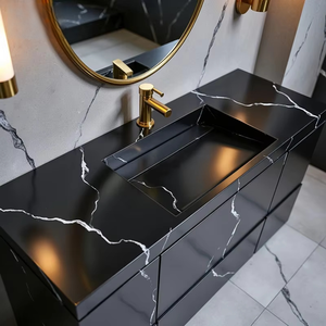 Vasque rectangulaire murale en surface solide pour salle de bain, idéale pour le lavage des mains, facile à installer - Product Image 3