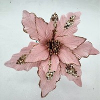 Fleurs artificielles en velours scintillant à paillettes pour la décoration de table de Noël, les fêtes de fin d'année, les mariages, la Saint-Valentin, la fête des mères