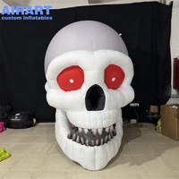 Crâne géant gonflable personnalisé lumineux, avec lumières LED intégrées, tête de squelette gonflable d'horreur pour le festival d'Halloween