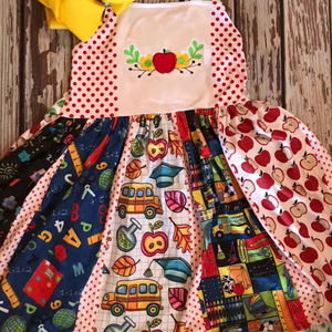 Vestido de Verano sin Mangas para Bebé Niña, Modelo GSD3512, Diseño de Autobús de Manzanas, Venta al por Mayor - Product Image 1