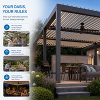 Motorisierte Verstellbare Dachkonstruktion Premium Aluminium Bioklimatische Wasserdichte Pergola für Hinterhof Balkon Terrasse Außenbereiche