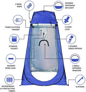 Сменная палатка, палатка для душа, мгновенная портативная уличная душевая палатка, Кемпинговый туалет, раздевалка от дождя, с сумкой для переноски - Product Image 5