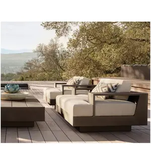 Modern L-Shaped Aluminum Outdoor Furniture Sectional Sofa Set for Bistro Hotel Villa & Garden for Living Room & Outdoor Space