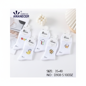 Calzini da donna in seta di Nylon bianco lunghi fino alle caviglie personalizzabili formato traspirante stampa Jacquard Design estivo lunghezza equipaggio di calore Logo - Product Image 1