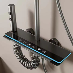 XG Luxury Modern Matte Black Wall-Mounted <strong>Shower</strong> Set Slide Bar Square <strong>Shower</strong> Head Rainfall Jet Temperature <strong>Control</strong> for Bathroom - Product Image 2
