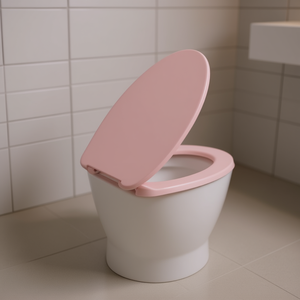 Homeera Toilet Seat Cover Round Light Pink PP Material Closed Front Minimalist Design for Toilet R0509-46F - Product Image 2